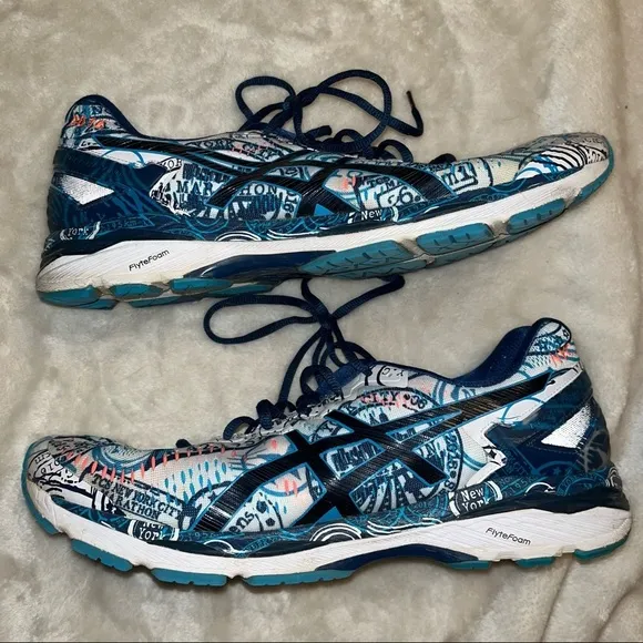 ASICS Gel Kayano 23 NYC blue splatter multicolored tennis Shoes, Dynamic Duomax