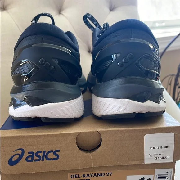 ASICS Gel-Kayano 27 Women's Running Shoes Size 8 Black/Silver