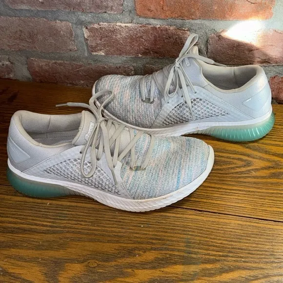 Asics Gel-Kenun Knit Athletic Running Shoes Grey Blue Pink T882N Womens Size 9.5