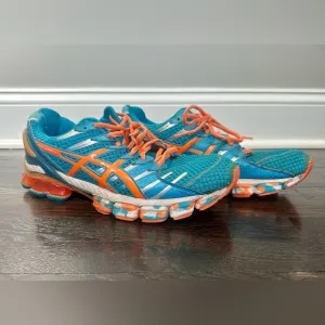 ASICS Gel Kinsel 4 T139N island blue/white/flash orange Men’s 11.5 Running Shoes