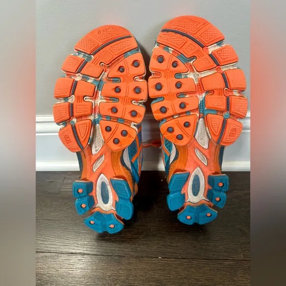 ASICS Gel Kinsel 4 T139N island blue/white/flash orange Men’s 11.5 Running Shoes