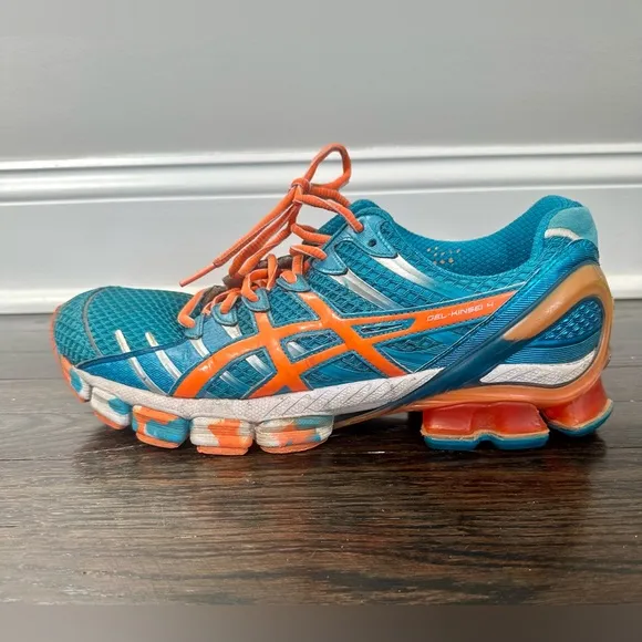 ASICS Gel Kinsel 4 T139N island blue/white/flash orange Men’s 11.5 Running Shoes
