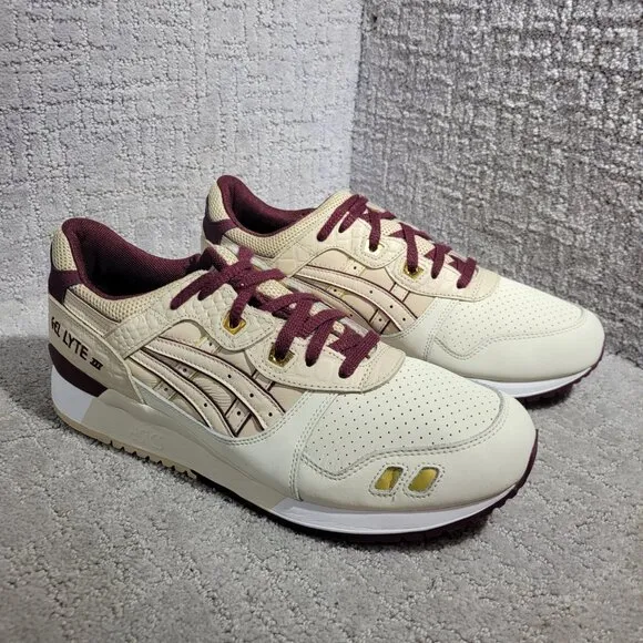 Asics Gel Lyte 3 III Men's Size 10.5 US Beige Burgundy Sneaker Shoes 1191A201