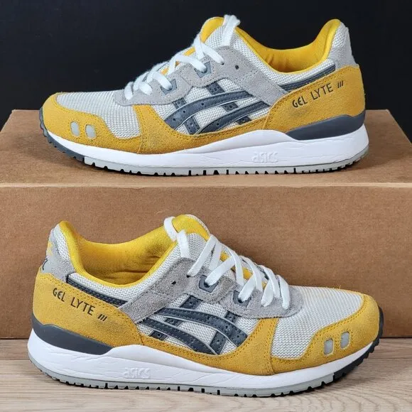 ASICS Gel Lyte III Shoes Mens Size 5.5 Yellow White Womens 6.5 Athletic Sneakers