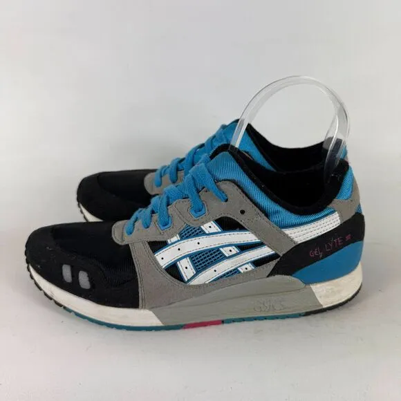 Asics Gel-Lyte III Sneakers Men's 6.5 Gray Black Lace-Up Low Top Running Shoes