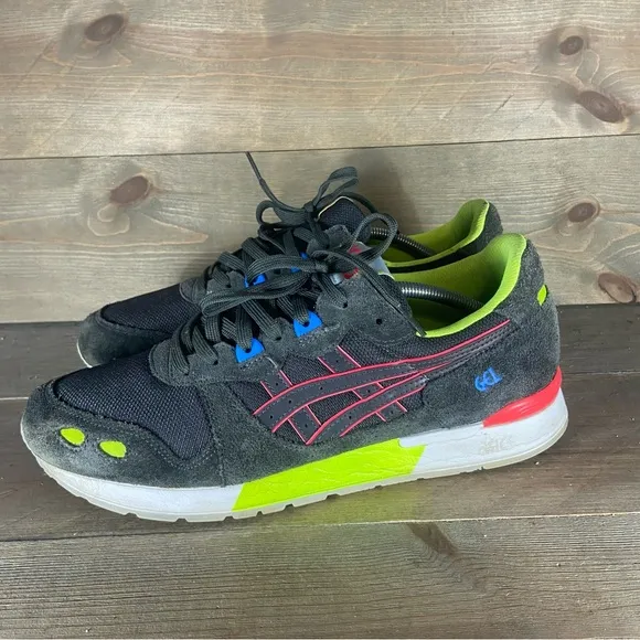 ASICS gel lyte neon mens size 11 shoes gray green suede low top sneakers
