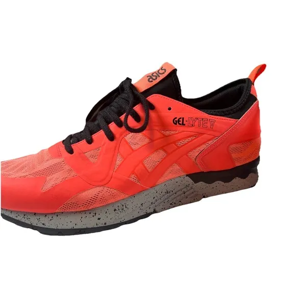 Asics Gel-Lyte V 5 Orange Black Gray Running Shoes Sneakers HY7M1 Men Size 10.5