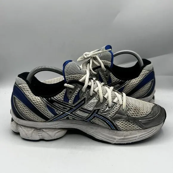 Asics Gel-Nimbus 12 Mens Size 9W Silver/Blue/White Running Shoes Sneakers T046N