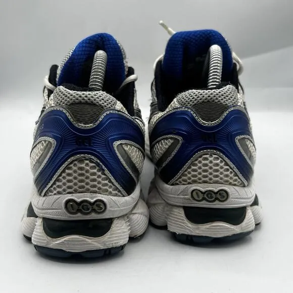 Asics Gel-Nimbus 12 Mens Size 9W Silver/Blue/White Running Shoes Sneakers T046N