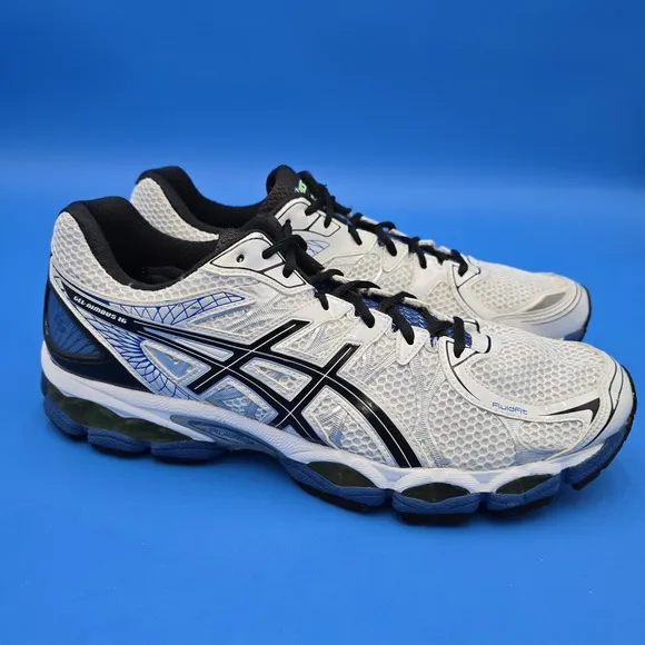Asics Gel Nimbus 16 T437N Men Size US 13 White Black Blue Running Shoes