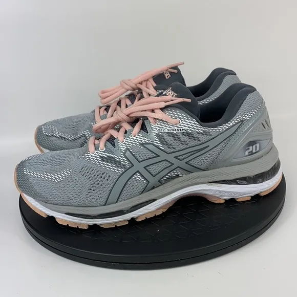 Asics Gel-Nimbus 20 Grey/Pink Athletic Running Shoes T850N Women's Size 8.5