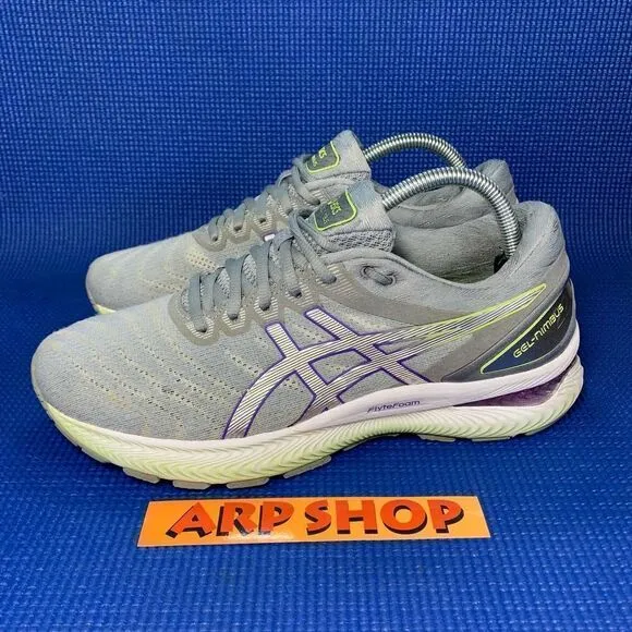 ASICS GEL-NIMBUS 22 Women`s Size 10 - Grey/Green Running Shoes Sneakers 1012A587