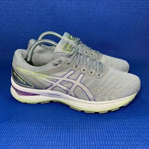 ASICS GEL-NIMBUS 22 Women`s Size 10 - Grey/Green Running Shoes Sneakers 1012A587
