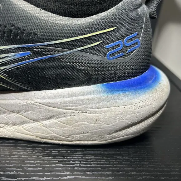 Asics Gel-Nimbus 25 Mens Size 12 Black Blue Running Shoes 1011B547