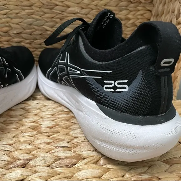 Asics Gel Nimbus 25 Running Shoes Black White Mens 12