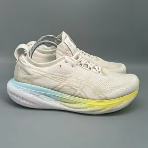 Asics Gel-Nimbus 25 Women's 9 White Athletic Sneakers Lace-Up Low Top Round Toe