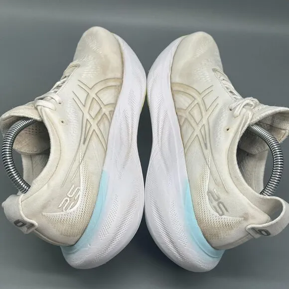 Asics Gel-Nimbus 25 Women's 9 White Athletic Sneakers Lace-Up Low Top Round Toe