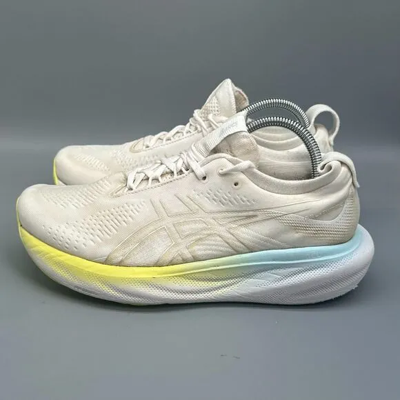 Asics Gel-Nimbus 25 Women's 9 White Athletic Sneakers Lace-Up Low Top Round Toe