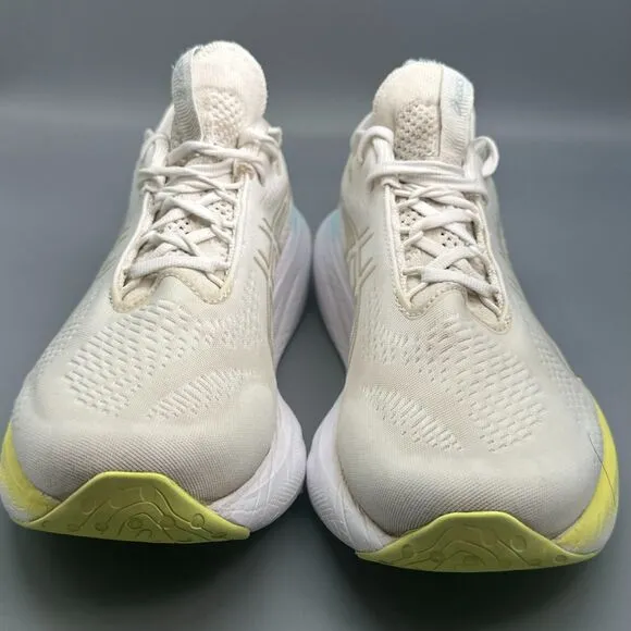 Asics Gel-Nimbus 25 Women's 9 White Athletic Sneakers Lace-Up Low Top Round Toe