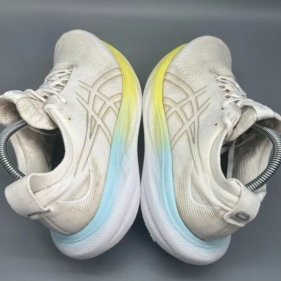 Asics Gel-Nimbus 25 Women's 9 White Athletic Sneakers Lace-Up Low Top Round Toe