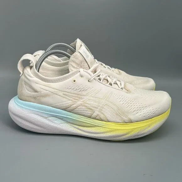 Asics Gel-Nimbus 25 Women's 9 White Athletic Sneakers Lace-Up Low Top Round Toe