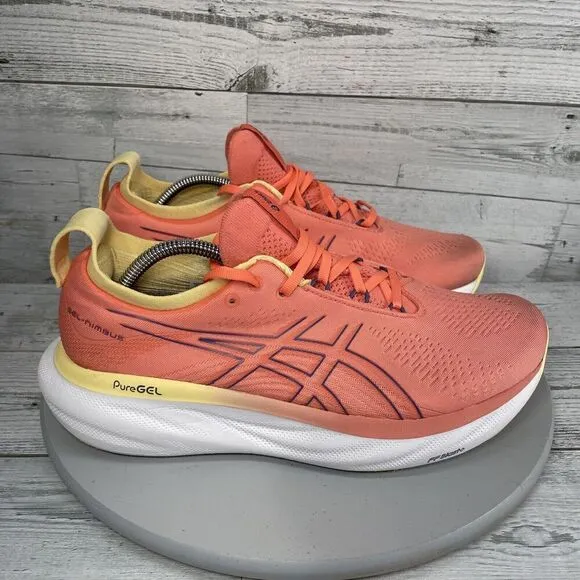 Asics Gel Nimbus 25 Womens running shoes Size 10.5 Orange Pink Athletic