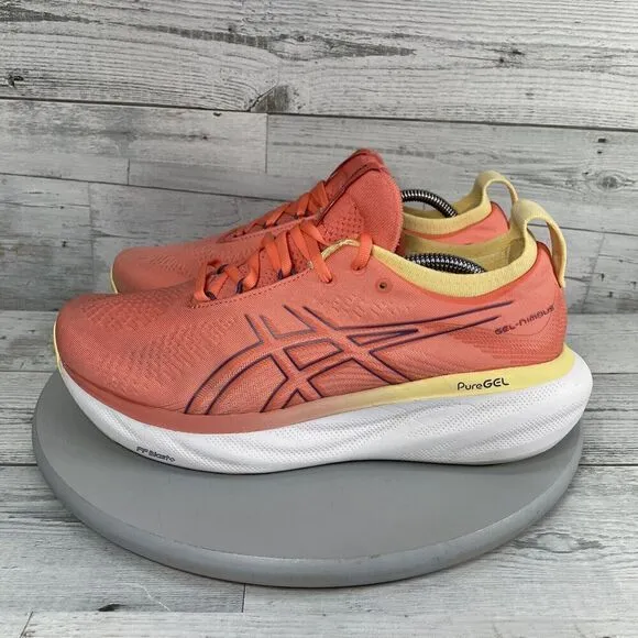 Asics Gel Nimbus 25 Womens running shoes Size 10.5 Orange Pink Athletic