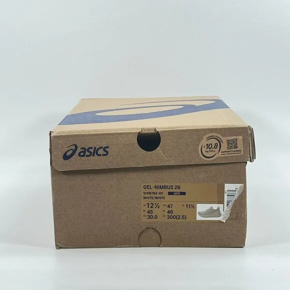 Asics Gel-Nimbus 26 'White' 1011B794-101 size 12.5 READ