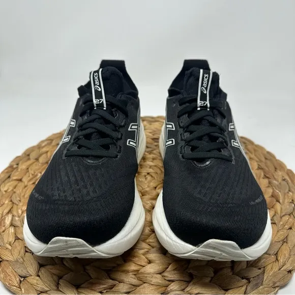 ASICS Gel Nimbus 27 Running Shoes Black Lake Grey White Size 6.5 WIDE Women's