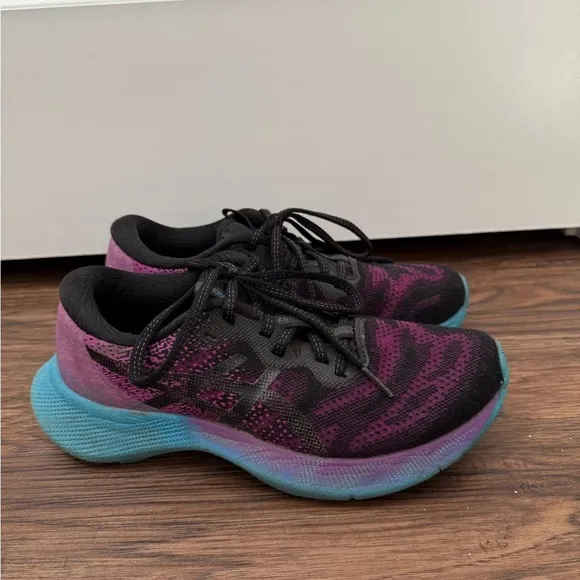 Asics Gel Nimbus Lite 2 Running Shoes Black Purple Blue Women&quot;s Size 7 1/2