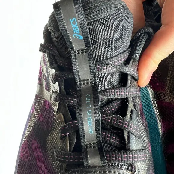 Asics Gel Nimbus Lite 2 women's size 9 black purple teal athletic running shoes