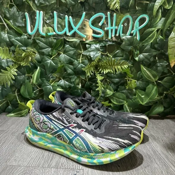 Asics Gel Noosa Tri 13 Running Shoes Womens 9.5 Black Green Athletic Sneaker