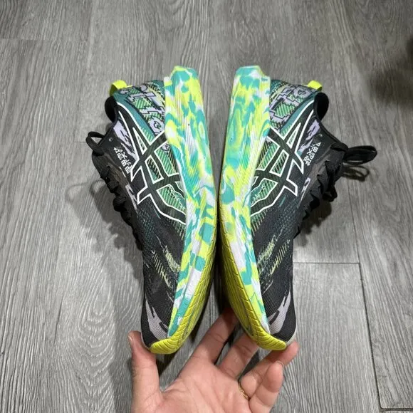 Asics Gel Noosa Tri 13 Running Shoes Womens 9.5 Black Green Athletic Sneaker