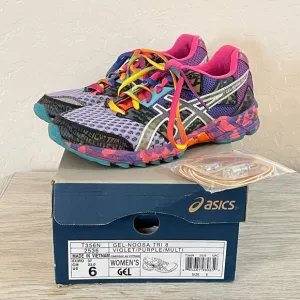 Asics Gel Noosa Tri 8 Shoes Sneakers Sz 6 Colorful Athletic Violet Purple Multi