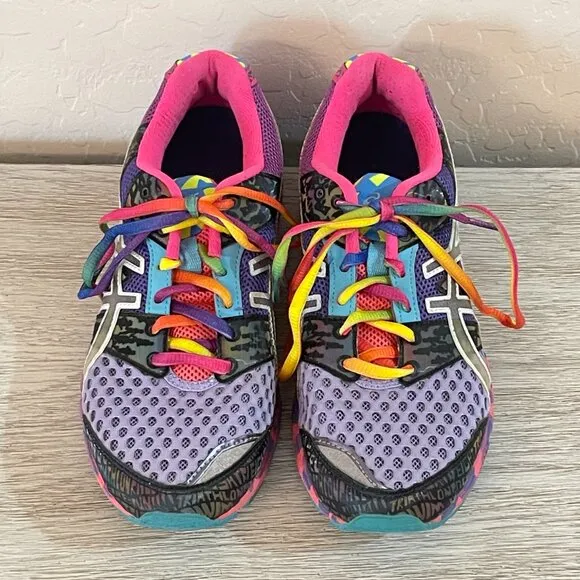 Asics Gel Noosa Tri 8 Shoes Sneakers Sz 6 Colorful Athletic Violet Purple Multi