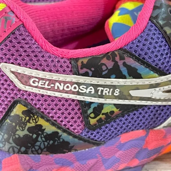 Asics Gel Noosa Tri 8 Shoes Sneakers Sz 6 Colorful Athletic Violet Purple Multi