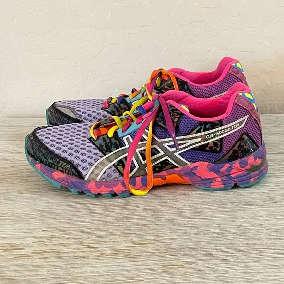 Asics Gel Noosa Tri 8 Shoes Sneakers Sz 6 Colorful Athletic Violet Purple Multi