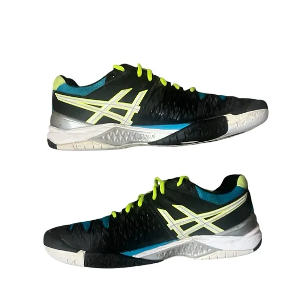 ASICS Gel-Resolution 6 GS Tennis Shoes Onyx/White/Atomic Blue Size 10.5