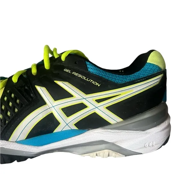 ASICS Gel-Resolution 6 GS Tennis Shoes Onyx/White/Atomic Blue Size 10.5