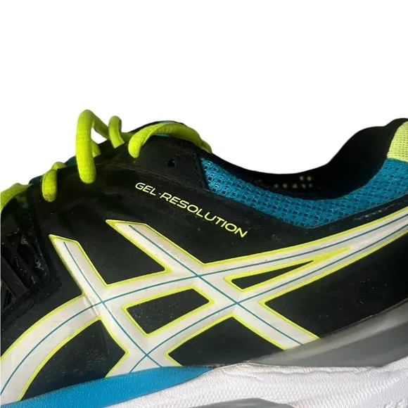 ASICS Gel-Resolution 6 GS Tennis Shoes Onyx/White/Atomic Blue Size 10.5