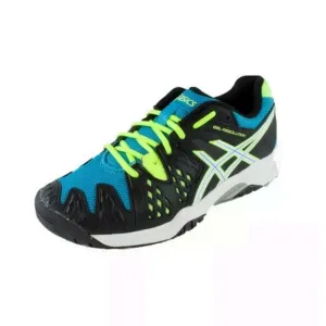 ASICS Gel-Resolution 6 GS Tennis Shoes Onyx/White/Atomic Blue Size 10.5