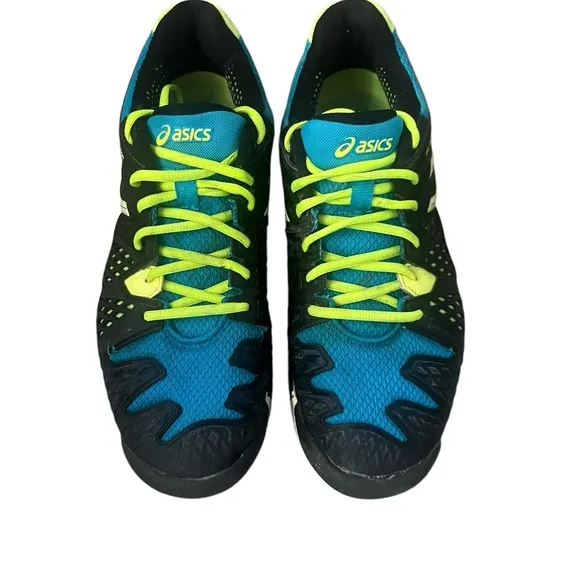 ASICS Gel-Resolution 6 GS Tennis Shoes Onyx/White/Atomic Blue Size 10.5