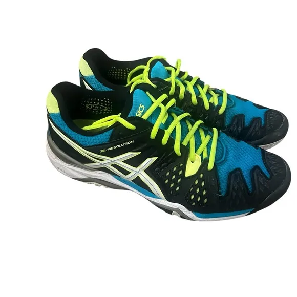 ASICS Gel-Resolution 6 GS Tennis Shoes Onyx/White/Atomic Blue Size 10.5