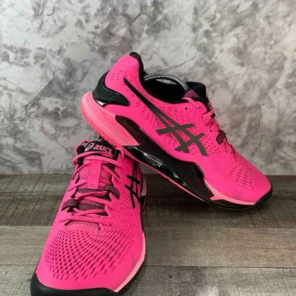 Asics Gel Revolution 9 Clay Court Hot Pink French Open Mens Tennis Shoes
