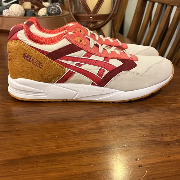 ASICS Gel Saga HN532 0223 shoes sneakers new 2015 Off White Red Mens Size 11