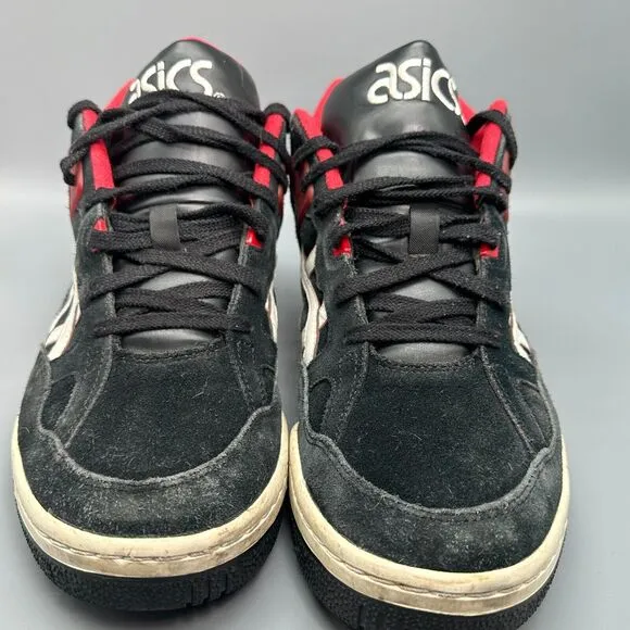 Asics Gel Spotlyte Men's 10.5 Black Red Suede Athletic Sneakers Lace-Up Mid Shoe