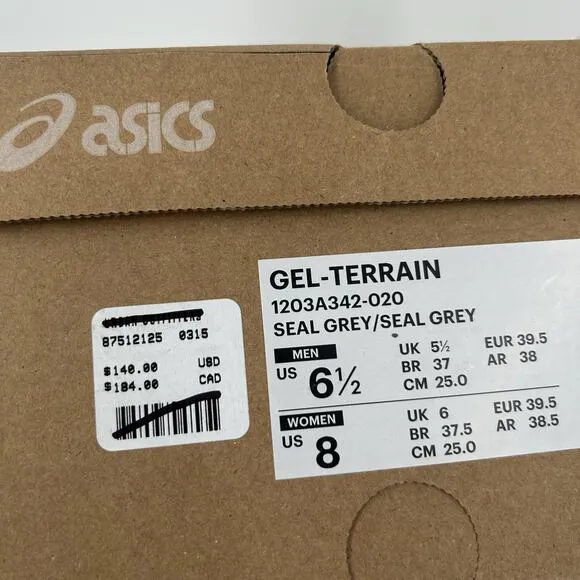 ASICS GEL-TERRAIN Seal Grey Unisex Sports Style Shoes Womens 8 Mens 6.5 NEW