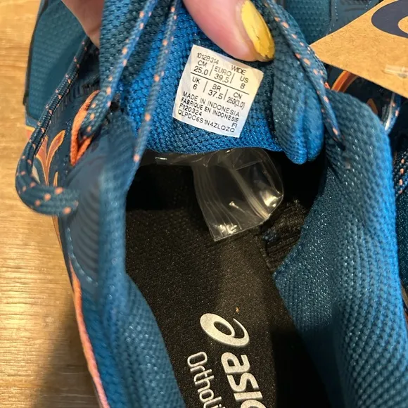 ASICS gel Ventire 8 GS Gym Shoes Womens 8 WIDE indigo Blue &amp; Papaya