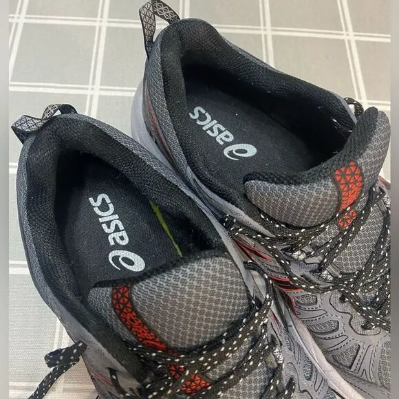 ASICS Gel Venture 7 Men’s Extra Wide 8-1/2 Dk Grey Black Red Sneakers Shoes