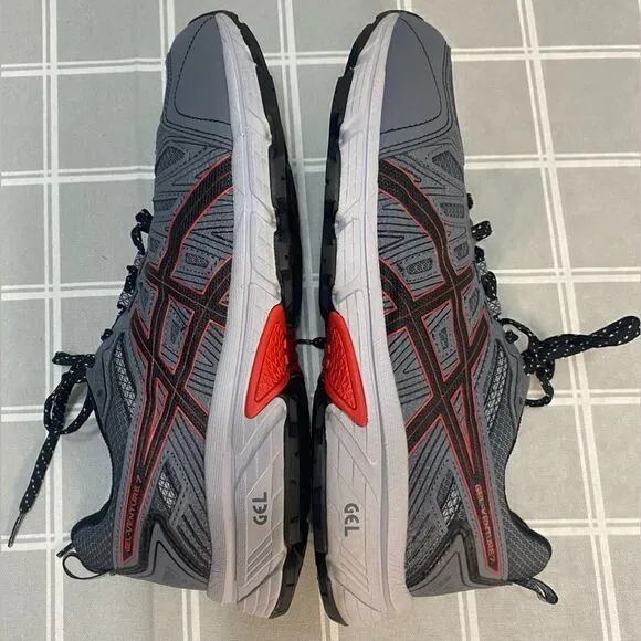 ASICS Gel Venture 7 Men’s Extra Wide 8-1/2 Dk Grey Black Red Sneakers Shoes